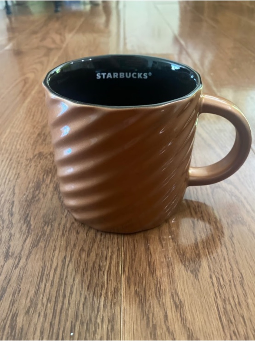 Starbucks Copper-Tone Twisted Ceramic Mug with Black Interior